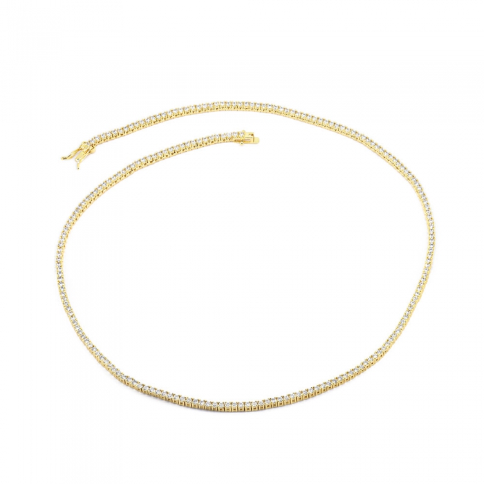 Zirconia Tennis Necklace - Gold 2mm 20”