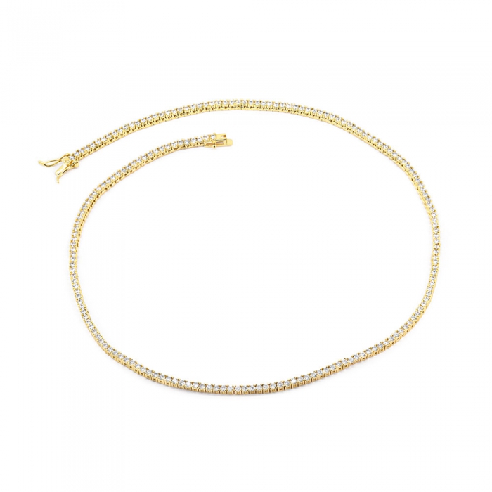 Zirconia Tennis Necklace - Gold 2mm 18”