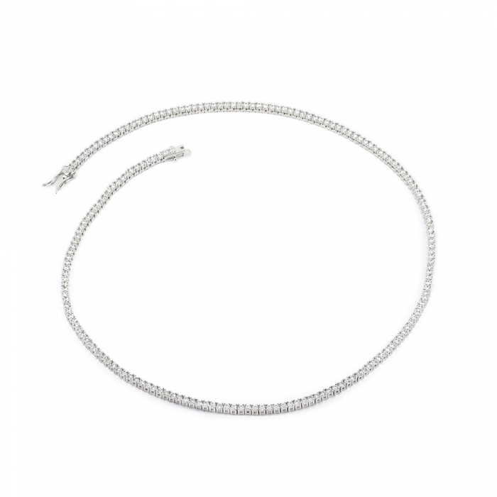 Zirconia Tennis Necklace - Silver 2mm 18”