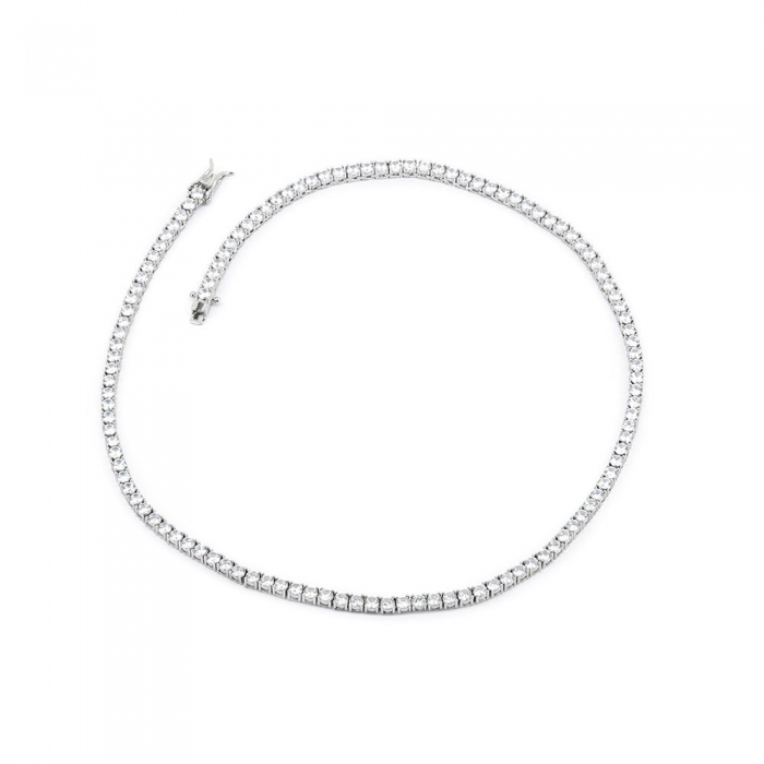 Zirconia Tennis Necklace - Silver 3mm 16”