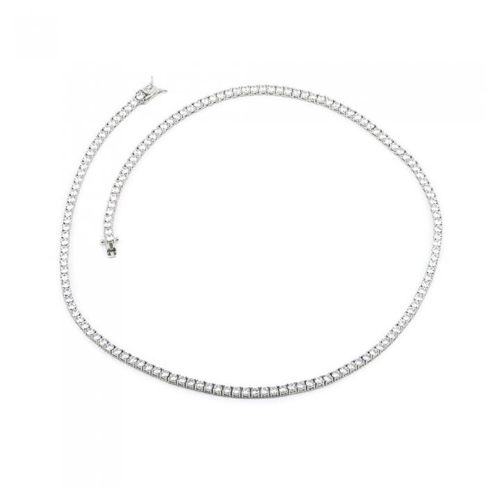 Zirconia Tennis Necklace - Silver 3mm 20”
