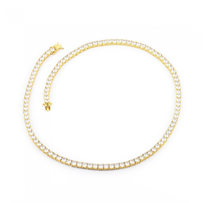 Zirconia Tennis Necklace - Gold 4mm 18
