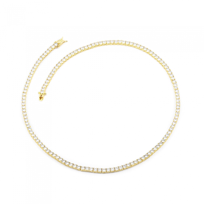 Zirconia Tennis Necklace - Gold 3mm 18”