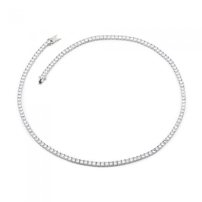 Zirconia Tennis Necklace - Silver 3mm 18”