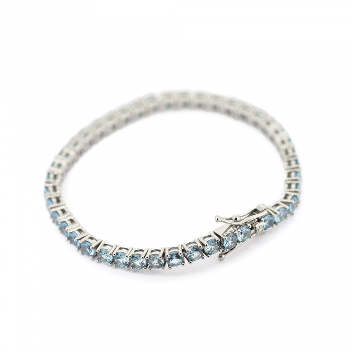 Light Blue Zirconia Tennis Bracelet - Silver 4mm 7”