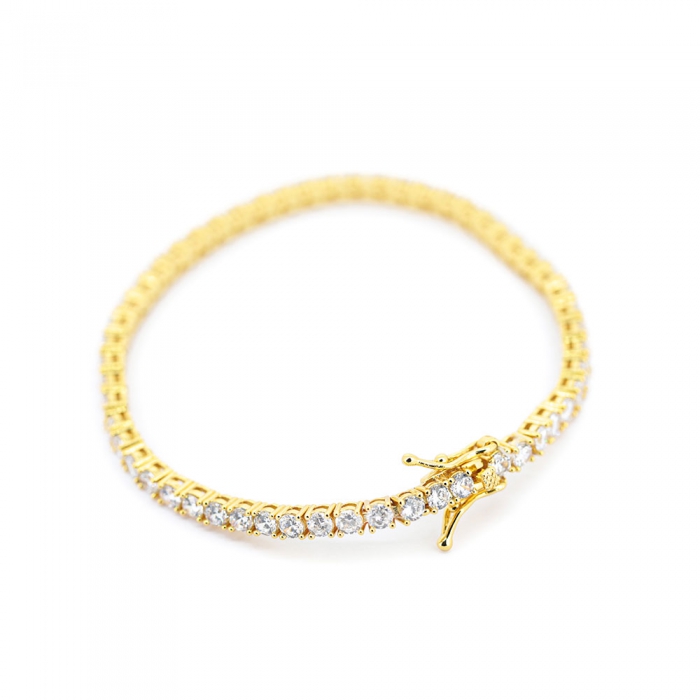 Zirconia Tennis Bracelet - Gold 3mm 7”