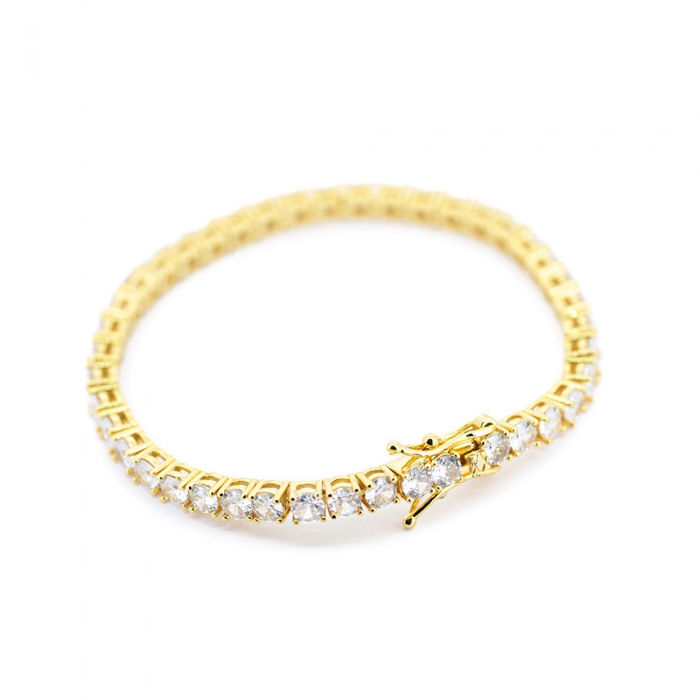 Zirconia Tennis Bracelet - Gold 4mm 7”