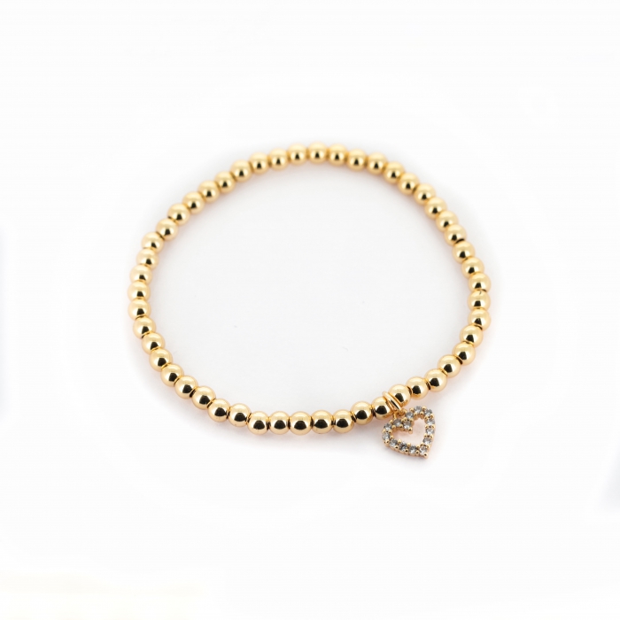Gold Bracelet with Zirconia Heart