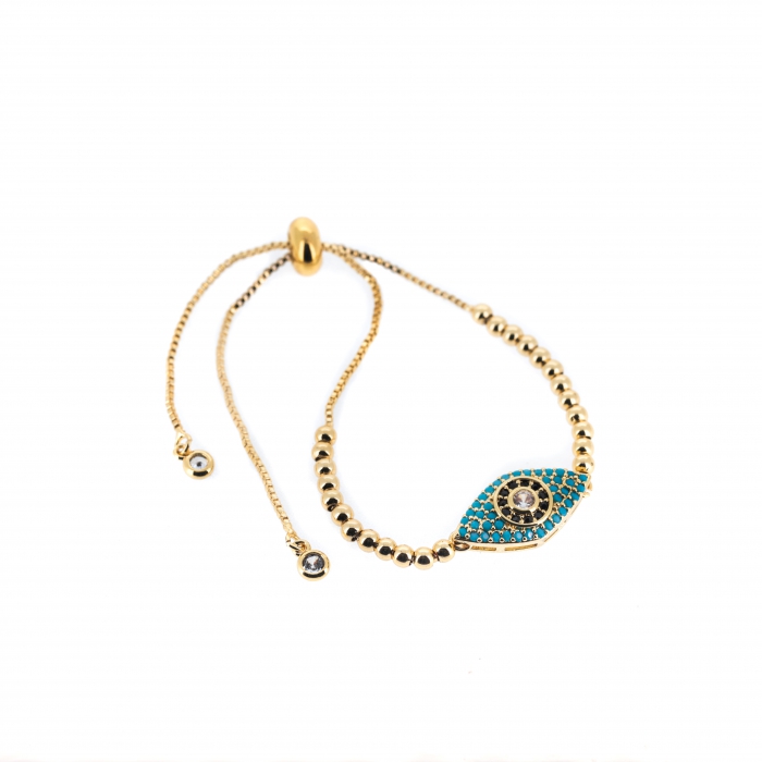 Gold Blue eye Bracelet with zirconias