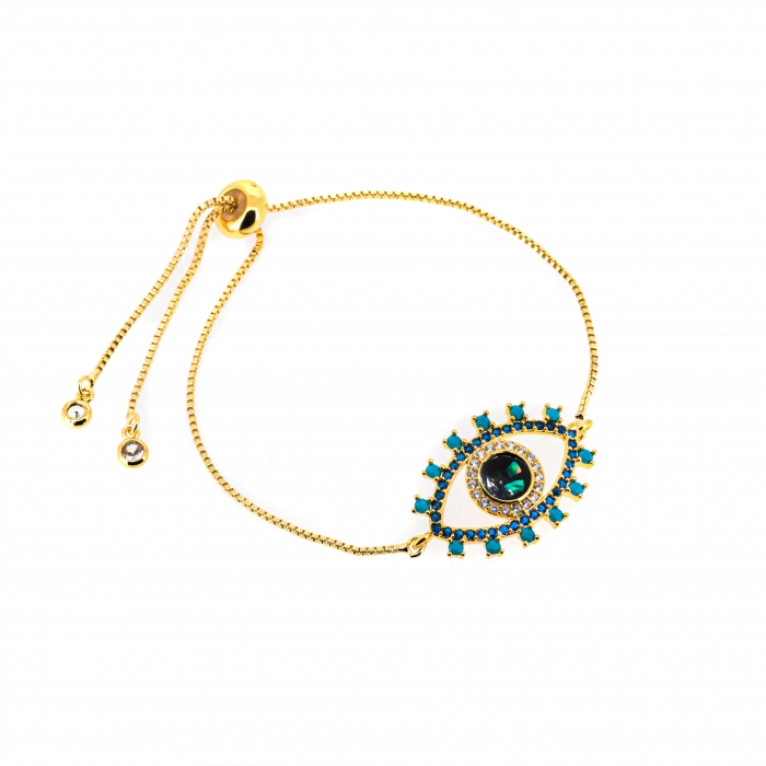 Zirconia eye gold bracelet
