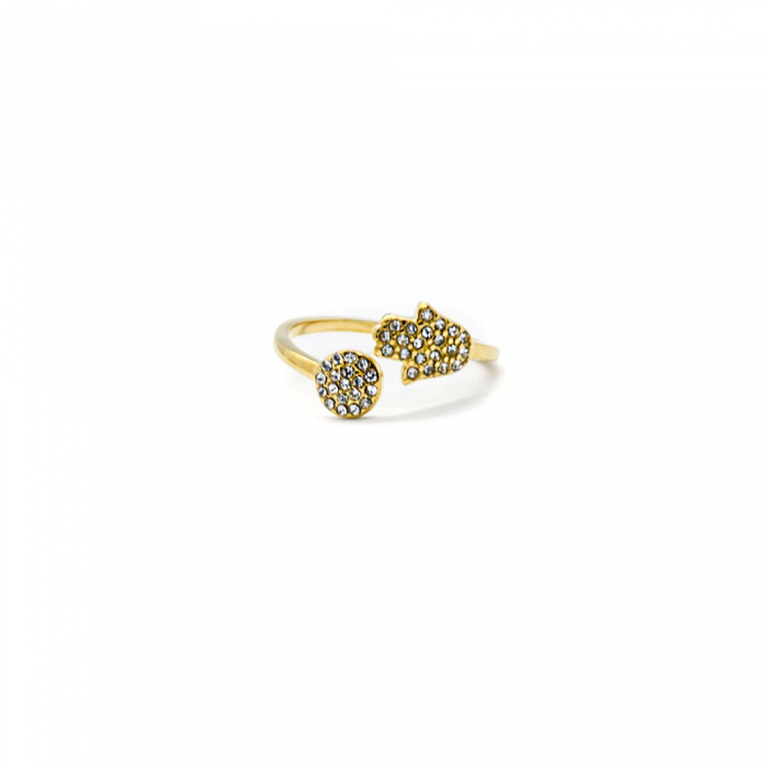 Hand Gold Ring with Zirconia 