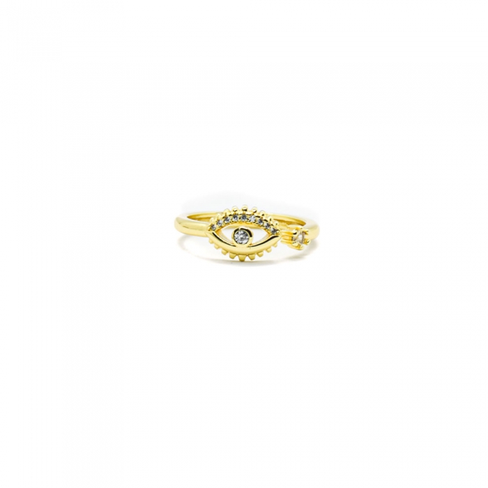 Gold eye ring with zirconia
