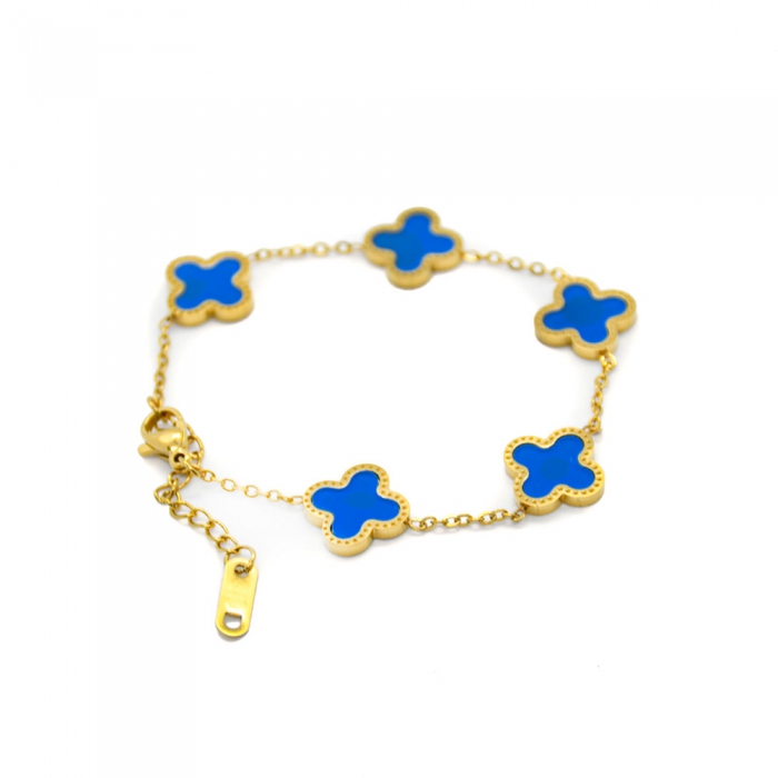 Gold Bracelet Blue Clover