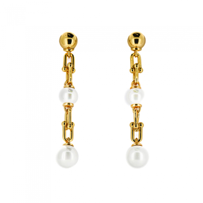 Gold Earrings Acrylic Pearls