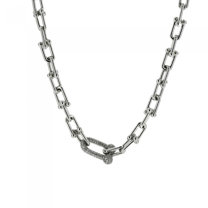 Zirconia & Silver Links Necklace