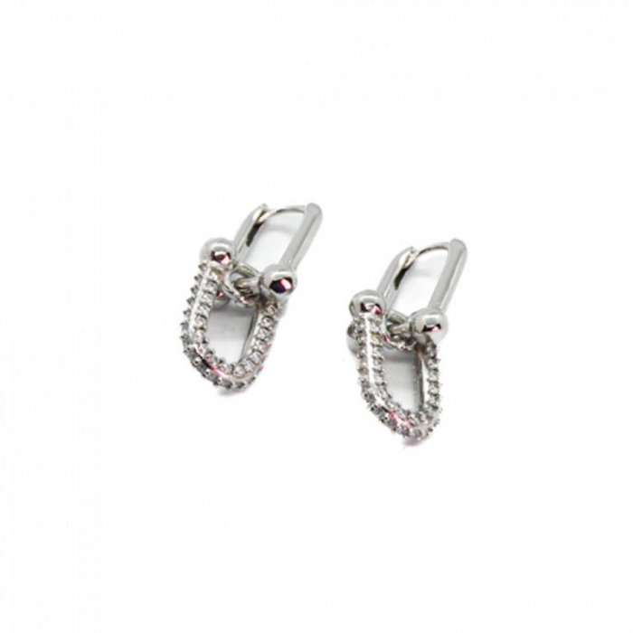 Silver Links with Zirconia Earrings