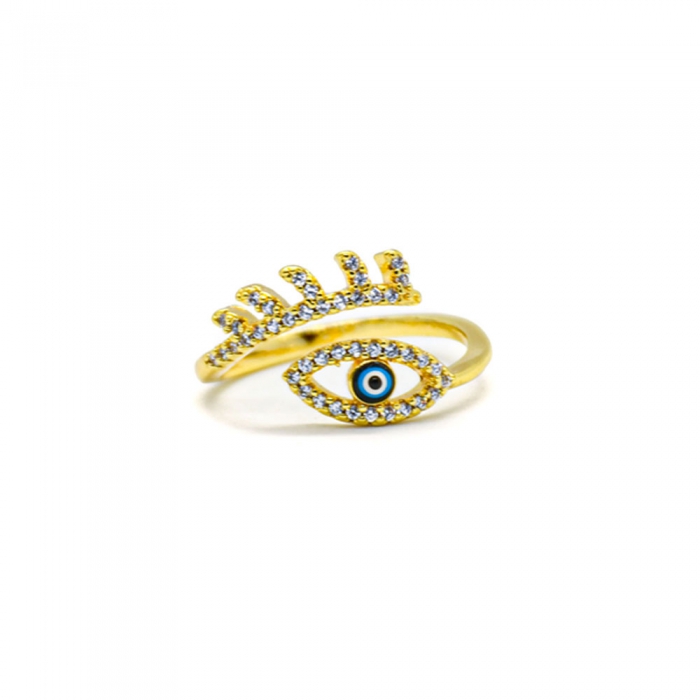 Gold Ring Eye with Zirconia Lashes