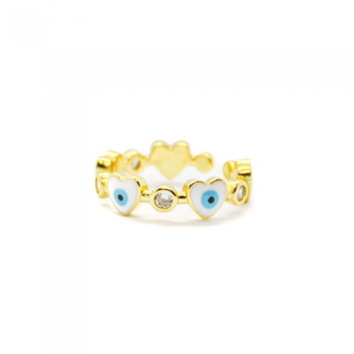 Gold Ring Eye Hearts