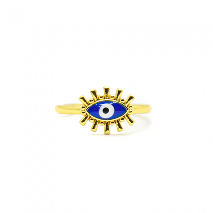 Gold Blue Eye Ring