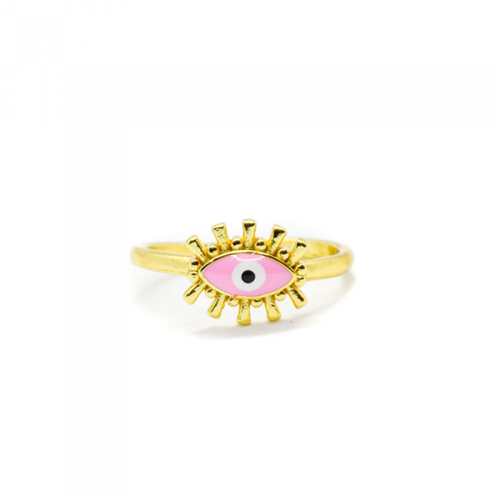 Gold Pink Eye Ring