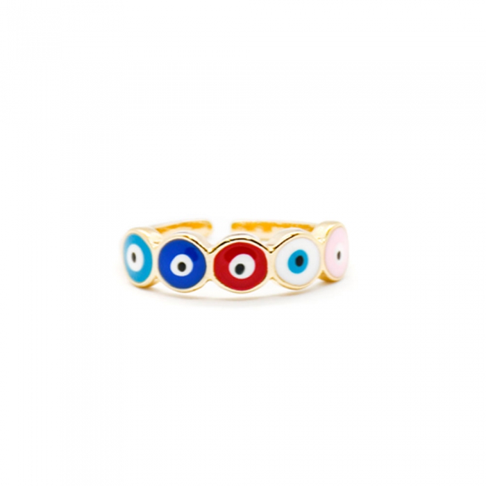 Gold Ring With Multicolor Eyes