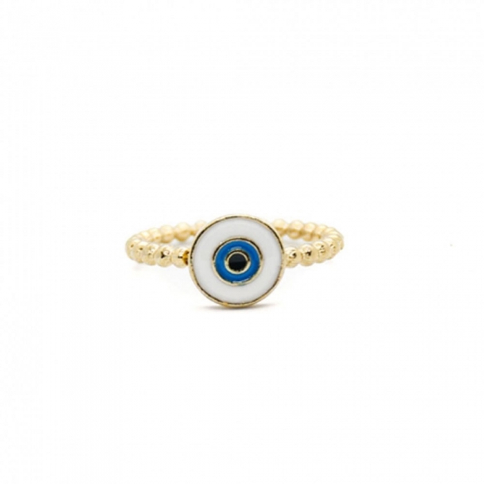 Gold Ring White Round Eye