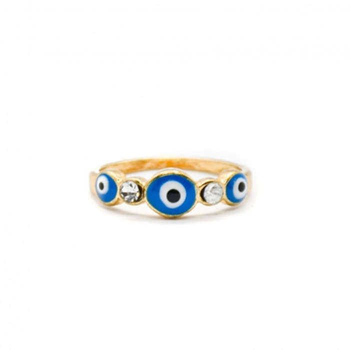 Gold Ring Blue Eyes with Zirconia