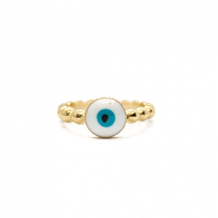 Gold Ring with Round White Eye