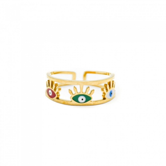 Gold Ring Small Eyes in Colors