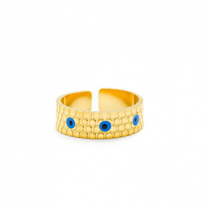 Gold Ring with Turquoise Eyes