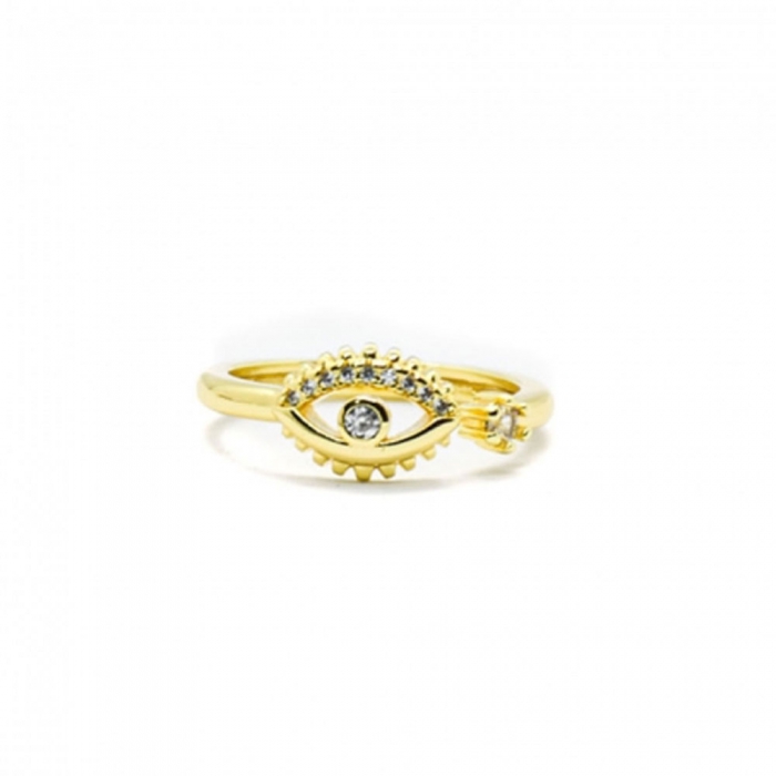 Gold eye ring with zirconia