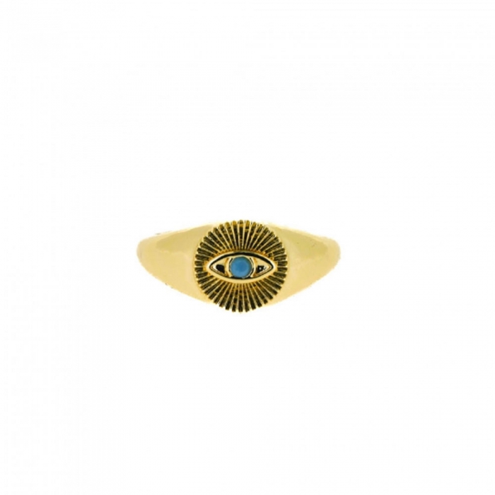 Gold Turkish Eye Ring