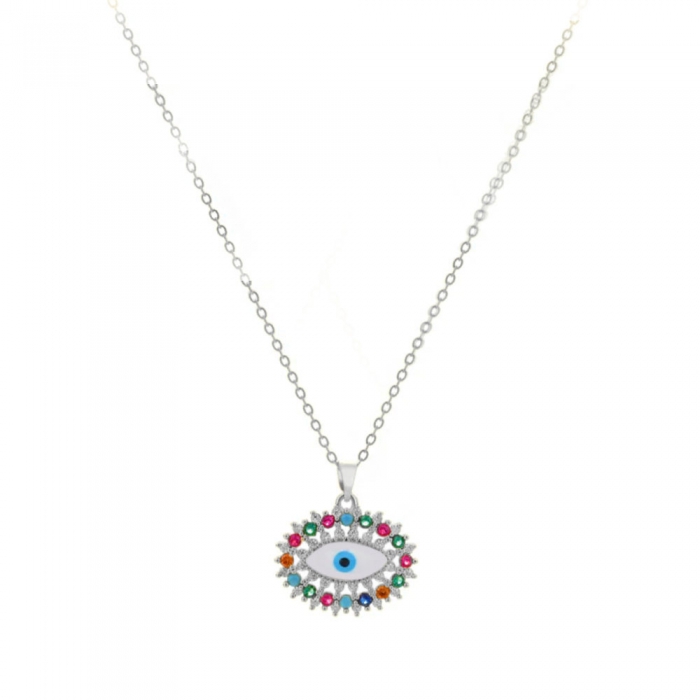 Silver Turkish Eye Necklace