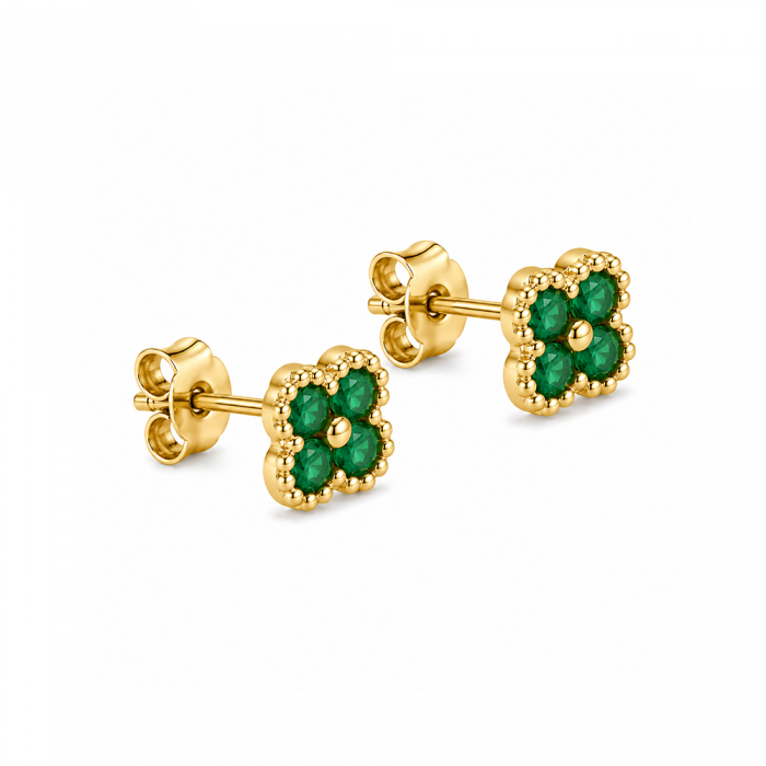 Emerald Clover Studs