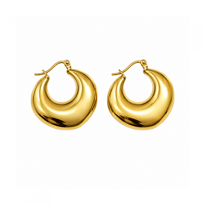 Gold Chunky Oval Hoop 