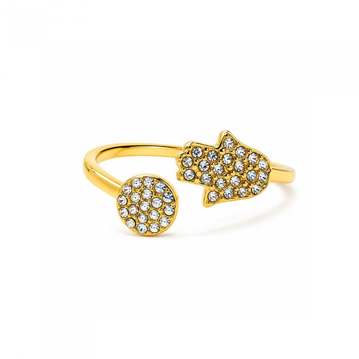 Hand Gold Ring with Zirconia 