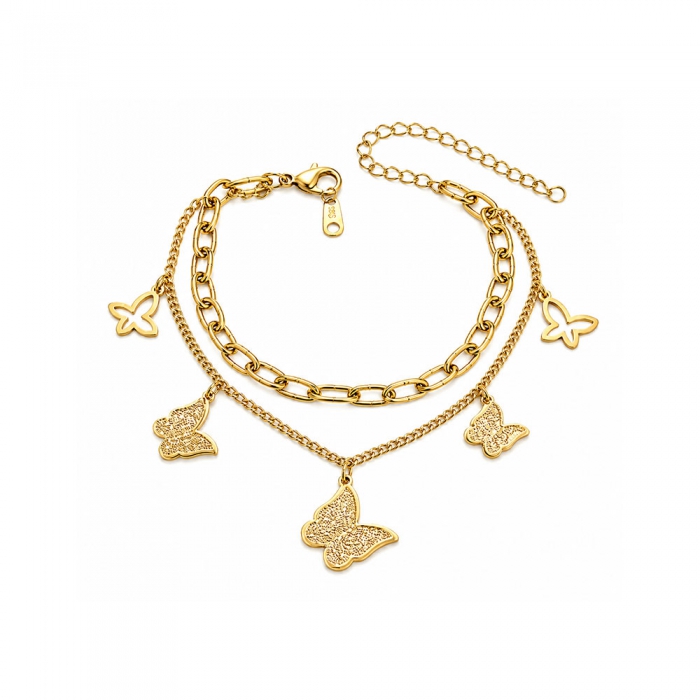 Gold Butterfly Charm Bracelet
