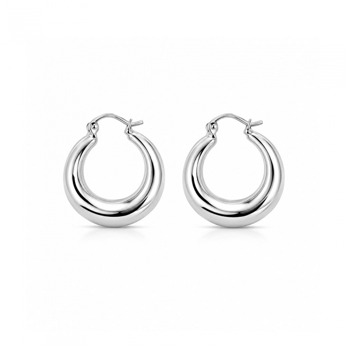 Silver Curve Hoops