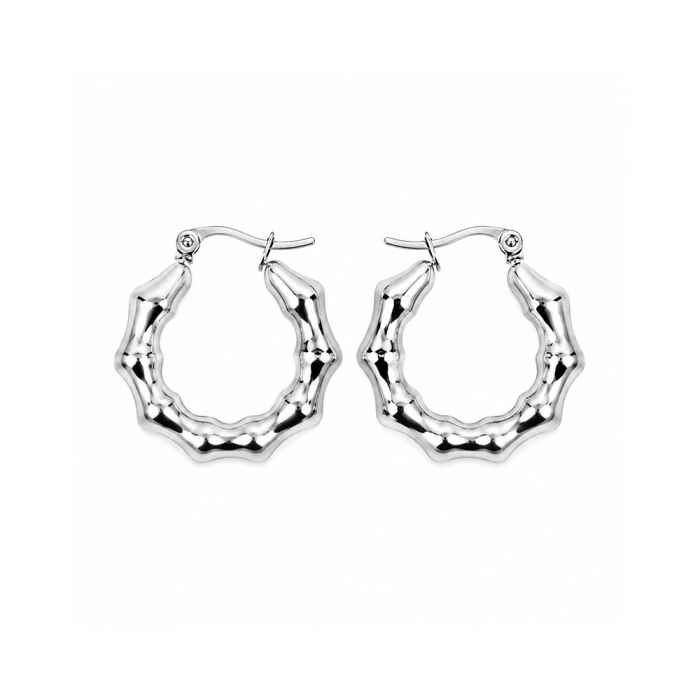 Silver Bamboo Glow Hoops