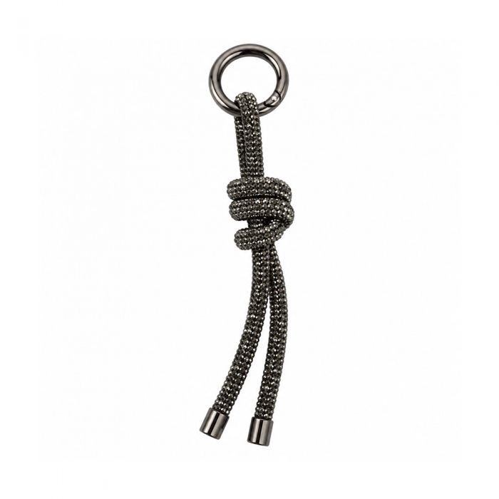 Dark Brown Crystal Knot Keychain