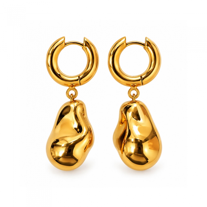 Golden Pearl Hoops