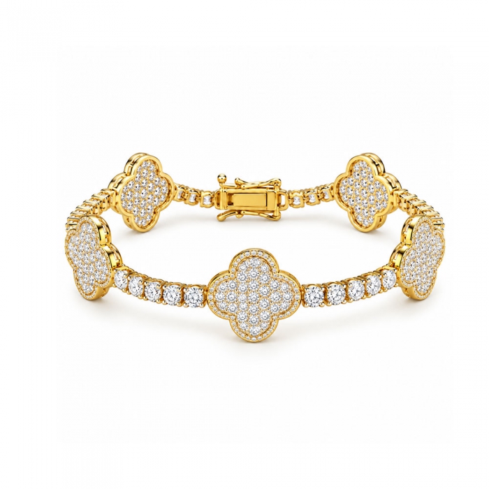 Gold Moissanite Clover Bracelet